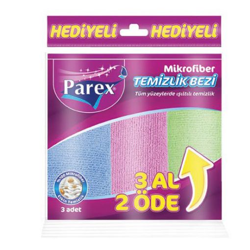 PAREX TEMİZLİK BEZİ 3 LÜ %30 MİKROFİBERLİ. ürün görseli