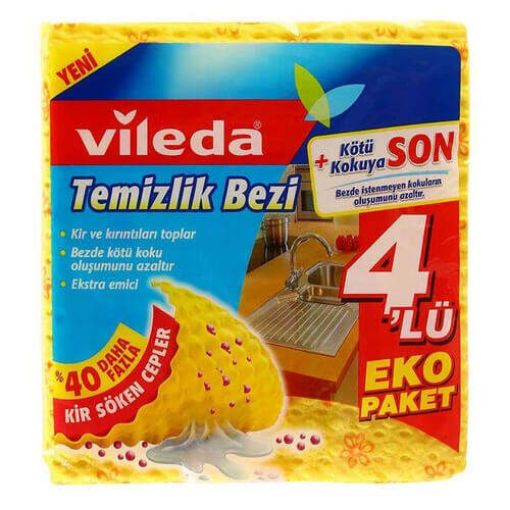 VİLEDA TEMİZLİK BEZİ %30 MİKROFİBERLİ 4 LÜ. ürün görseli