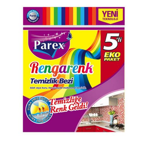 PAREX TEMİZLİK BEZİ RENGARENK 5 Lİ. ürün görseli