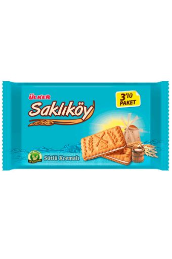 ÜLKER SAKLIKÖY 3'LÜ SÜTLÜ KREMALI 264 GR 863-03. ürün görseli